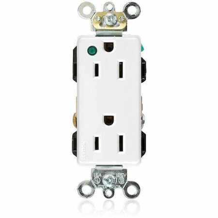 Leviton Hospital Grade Decora Receptacle, 15 Amp, 125 Volt 16262-PLW