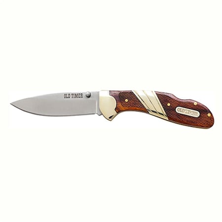 Old Timer 2.89 x 3.7 in. Lockback Clip Wood Handle Folder Knife, Satin 31OTCP
