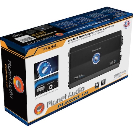 Planet Audio Max 2000 watt Pulse Series Monoblock Class AB amp, Black PL2000.1M