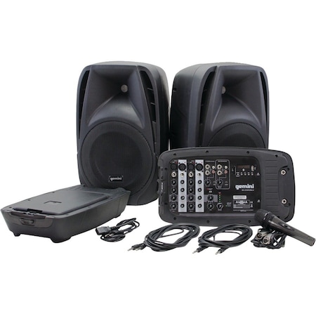 Gemini Portable PA System Ultra lightweight and extremely compact w/2-way high power passive PA speaker ES-210MXBLU