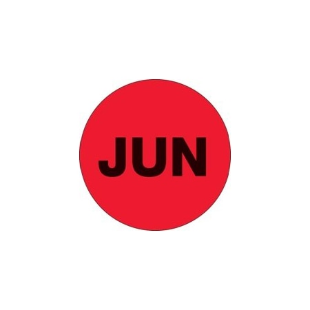 Bubblefast 2'' Circle - ''JUN'' Fluorescent Red Months of the Year Labels BFDL6740