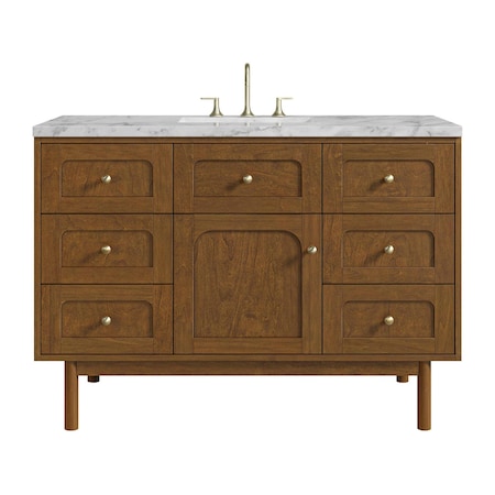 James Martin Vanities Laurent 48" Single Vanity, Honey Oak w/ 3 CM Carrara Marble Top 545-V48-HNO-3CAR