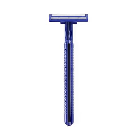 Medline Twin-Blade Disposable Facial Razor with Lubrication Strip, Navy Blue, 50PK BRN1323Z