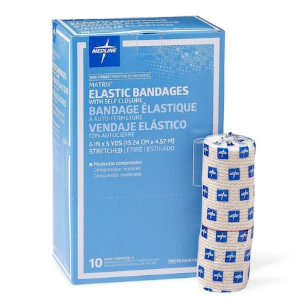 Medline Matrix Elastic Bandage with Self-Closure, Stretched, Nonsterile, 6in x 5 yd. (15.2 cm x 4.6 m), 10PK MDS087006LFZ