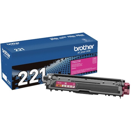 Brother Genuine TN221M Magenta Toner Cartridge - Laser - Standard Yield - 1400 Pages - Magenta - 1 Each TN221M