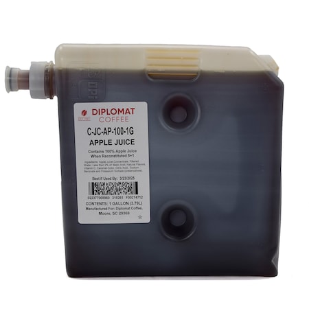 Diplomat Coffee Apple - 100% Apple Juice Concentrate BIB 3 x 1 gal cs, 3PK C-JC-AP-100-1G