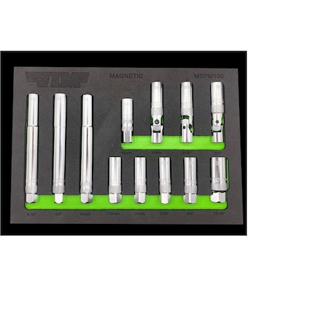 Vim Tools 12 Piece 3/8 Inch Drive Magnetic Spark Plug Master Set MSPM100