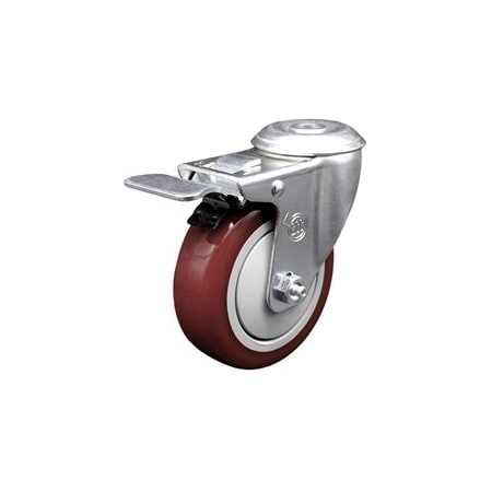 Service Caster 4 Inch SS Maroon Polyurethane Swivel Bolt Hole Caster with Total Lock Brake SCC SCC-SSBHTTL20S414-PPUB-MRN