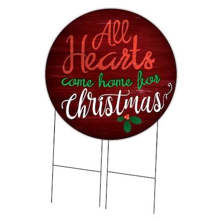 Signmission All Hearts Come Home For Christmas Corrugated Circle Yard Sign C-36-CIR-DS-WS-AllheartscomehomeChrist