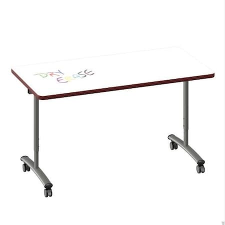 Correll Rectangle Premium Sit To Stand Dry Erase Flip Top Table, 60 in W, 28 in to 38 in H FTS3060DE-80-14-35