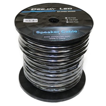 Deejay Led 100 feet of four conductor 12 Gauge cable in black flexible casing. TBH124C100