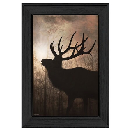 Homeroots Elk Sunrise Black Framed Print Wall Art 530016