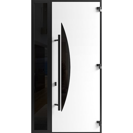 Vdomdoors Front Exterior Prehung Steel Door Ronex1077 Teak 96 Sidelight Exterior Window Sidelite Entry Metal RONEX1077EXD-OAK-W36+12xH96-LH-I