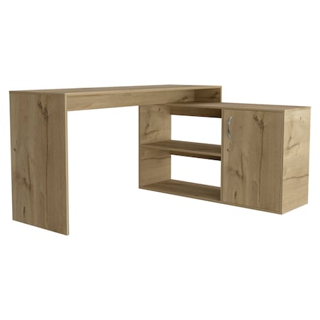 Homeroots 60" Oak Wood L Shape Writing Desk 535156