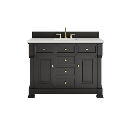 James Martin Vanities Brookfield 48 in. Single Vanity, Black Onyx w/ 3 CM Lime Delight Silestone Top 547-V48-BKO-3LDL
