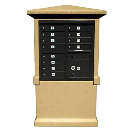 Qualarc Estateview Stucco CBU Mailbox Center, Tall Pedestal - Burnt Tuscan EVMC-TALL-BT
