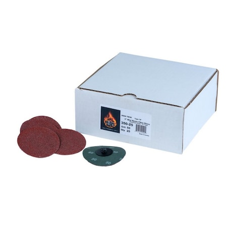 High Teck Products 3in R-Style Disc, 50 Grit, Aluminum Oxide, Polymer Backing, 25PK 350-25