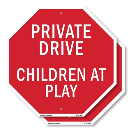 Signmission Private Drive Children at Play, 10 inch X 10 inch, Aluminum Metal Signs, 2PK OC-A-2PACK-10-35