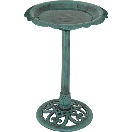 Best Garden Antique Verdigris Flower Pedestal Bird Bath B014-V