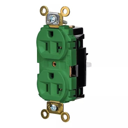 Hubbell Wiring Device-Kellems Straight Blade Receptacle, 5-20R, 20 A, 125V AC, 2 Pole, 3 Wire, Surface Mount, Grounded HBL5362STGN
