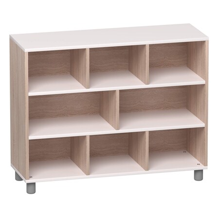 Beleduc By Playwell Palermo 41.1inx14.2in Mid 9-Compartment Closed Shelf, Tray-Compatible, White/Oak HPL, 32.6inH, 3+ 846041