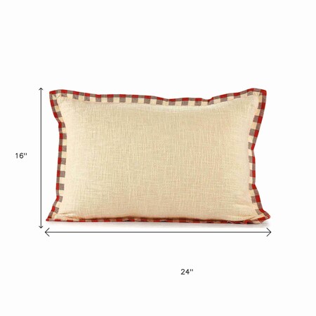 Homeroots Set of Two Ivory And Red Lumbar Christmas Cotton Throw Pillow Covers, 2PK 588350