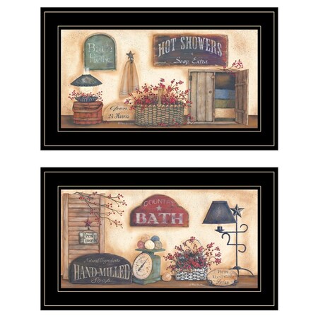 Homeroots Set Of Two Bath 4 Black Framed Print Bathroom Wall Art, 2PK 406637