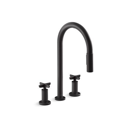 Kohler Billet Pull-down kitchen sink faucet with two-function sprayhead 28671-3-BL