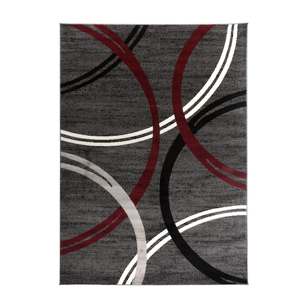 World Rug Gallery Modern Wavy Circles Design Area Rug 4 ft x 6 ft Red 377RED4X6