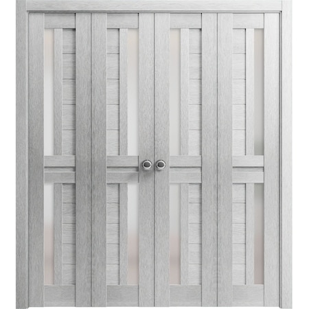Sartodoors Sliding Closet Double Bi-fold Doors Grey Solid Core Modern Interior VEREGIO7288DBF-OAK-72 x 80 (4* 18x80)