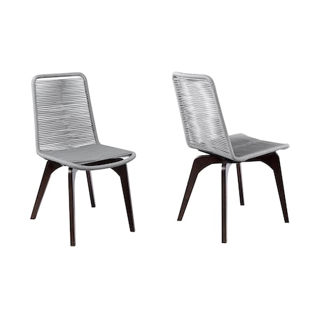 Homeroots Set of Two 18" Silver Solid Wood Outdoor Dining Chair, 2PK 490263