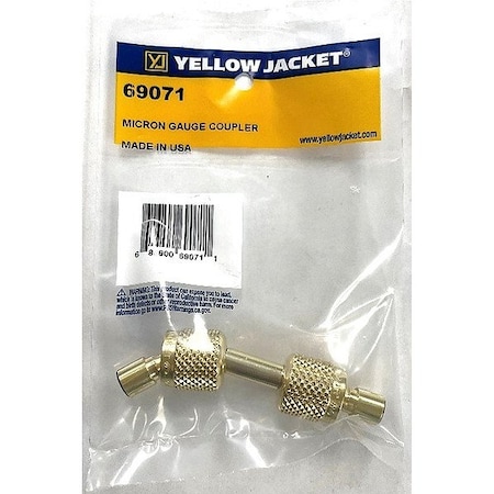 Yellow Jacket Gauge Coupler, 8 in L, Gold, Aluminum, Brass 69071