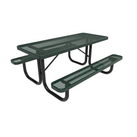 Mytcoat 6ft Rectangular Portable Outdoor Table, Green, Seats 6, Expanded Metal, Textured Coating 804057