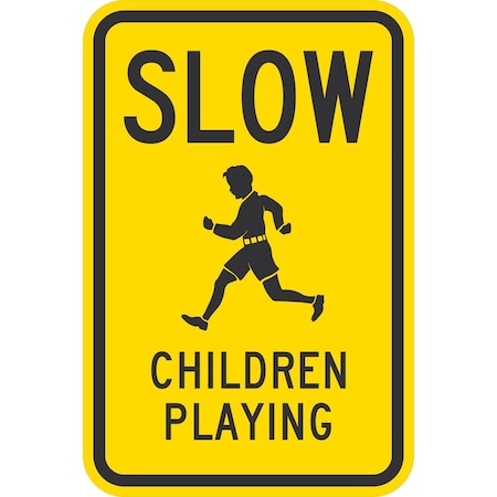 Lyle Slow Children Playing (W/Sym), 12x18, High Intensity Prismatic, Yellow G-3900-HI_12x18