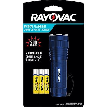 Rayovac Tactical Handheld Flashlight, AAA Battery, Alkaline Battery, 300 Lumens, 180 m Beam Distance ROVMLTV321B