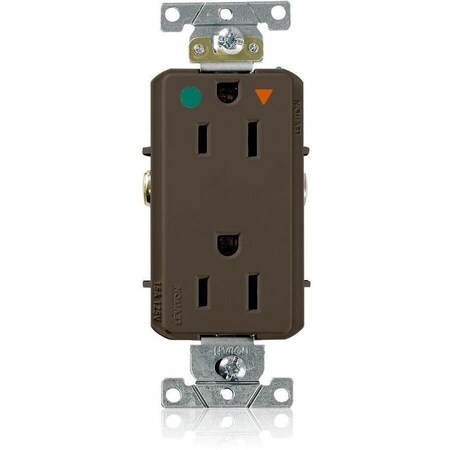 Leviton DPl HG/IG Rec 15A 125V Self-Gr Brn D8200-IGB