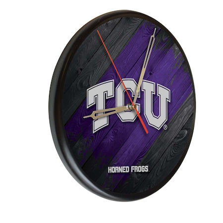 Holland Bar Stool Co Texas Christian University 13" Solid Wood Clock WClkPBlkTexChr