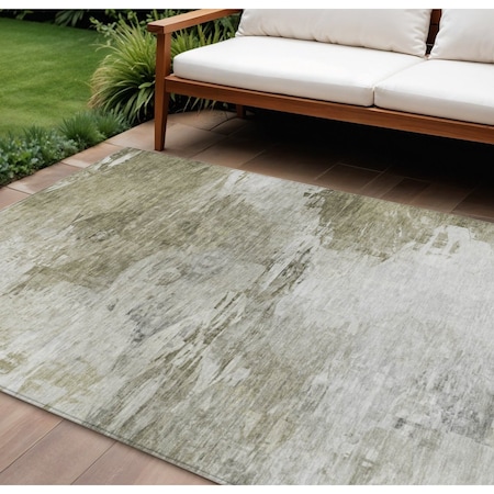 Homeroots 9' X 12' Taupe Beige And Brown Abstract Washable Indoor Outdoor Area Rug 577731