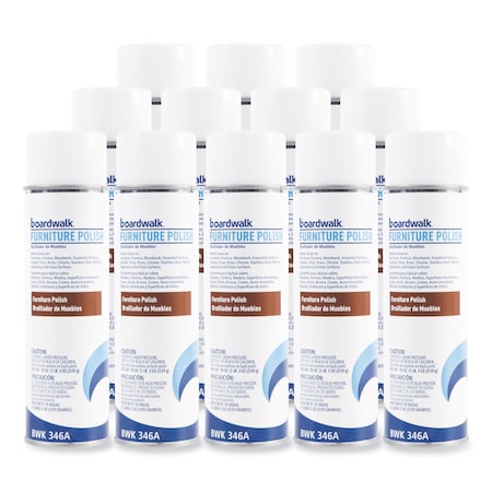 Boardwalk Furniture Polish, Lemon Scent, 19 oz Aerosol Spray, PK12 BWK346ACT