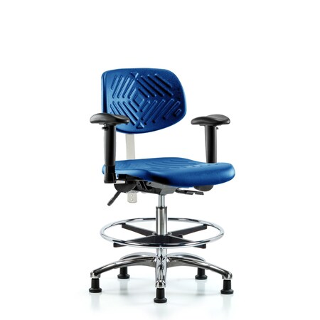 Blue Ridge Ergonomics Clean Room Chair, Adjustable Arms BR-NCR-PMBCH-CR-T1-A1-CF-RG-BLU