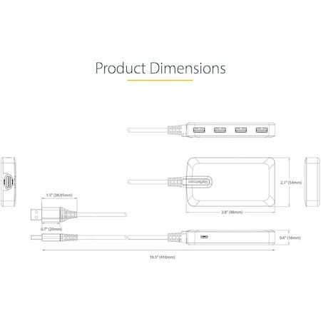 Startech.Com 4-PORT USB HUB, USB 3.0 5GBPS, BUS POWERED USB-A TO 4XA HUB W/OPTIONAL AUX POWER INPUT,  5G4AB-USB-A-HUB
