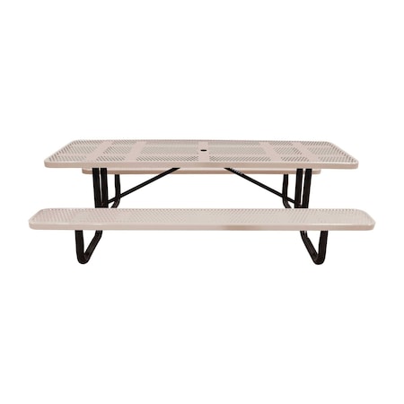 Leisure Craft 8' Standard Picnic Table, Perforated Metal, Portable, Beige T8XPP-PERF-BEIGE