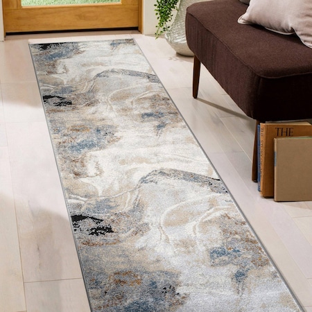 World Rug Gallery Neutral Desert Drift Runner Rug 2 ft 3 in x 6 ft Beige WR205BEIGE23X6