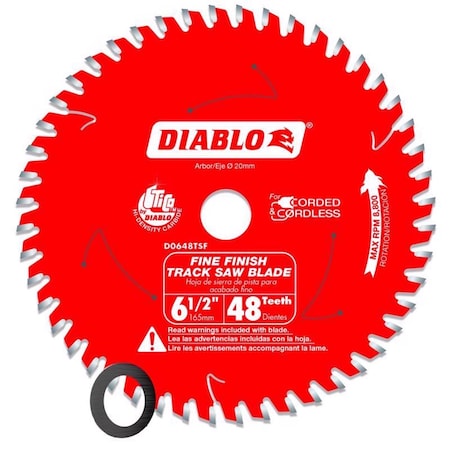 Diablo 6 1/2 in. D X 20 mm Carbide Tipped Track Saw Blade 48 teeth D0648TSF