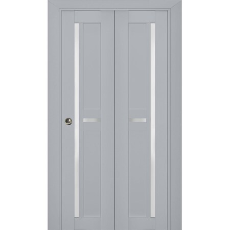 Sartodoors Sliding Closet Bi-fold Doors Grey Solid Core Modern Interior VEREGIO7288BF-GRE-56 x 80 (2* 28x80)