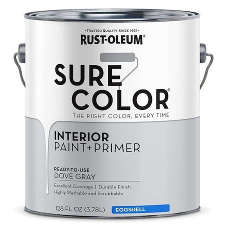 Sure Color Gal Rust-Oleum Dove Gray Interior Paint + Primer, Eggshell 380223