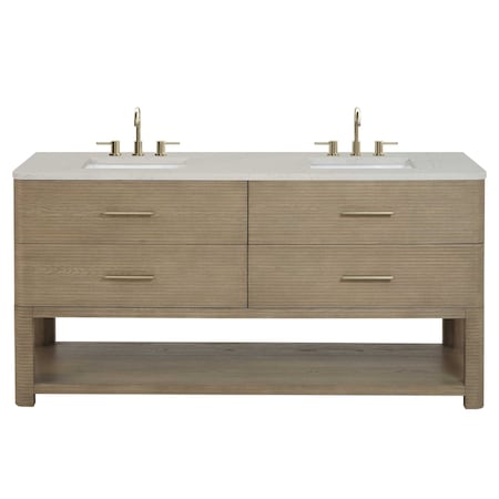 James Martin Vanities Lucian 72" Double Vanity, Pebble Oak, w/ 3 CM Siberian Silestone Widespread Top D704-V72-PBO-WSFR