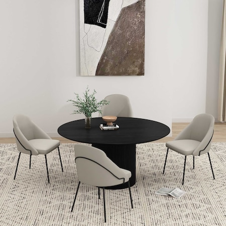 Manhattan Comfort Gracie Dining Chair in Stone and Black - Set of 4 4-DC100-BST