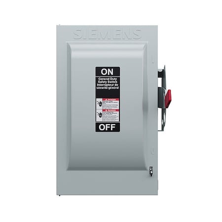 Siemens Safety Switch, 100 A, 30 hp, Steel GF323NA