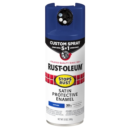 Rust-Oleum Spray Paint, Sapphire, Satin, Solvent, 12 oz 376881